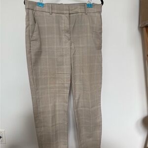 H&M Tan Dress Pants with Elegant Plaid Pattern